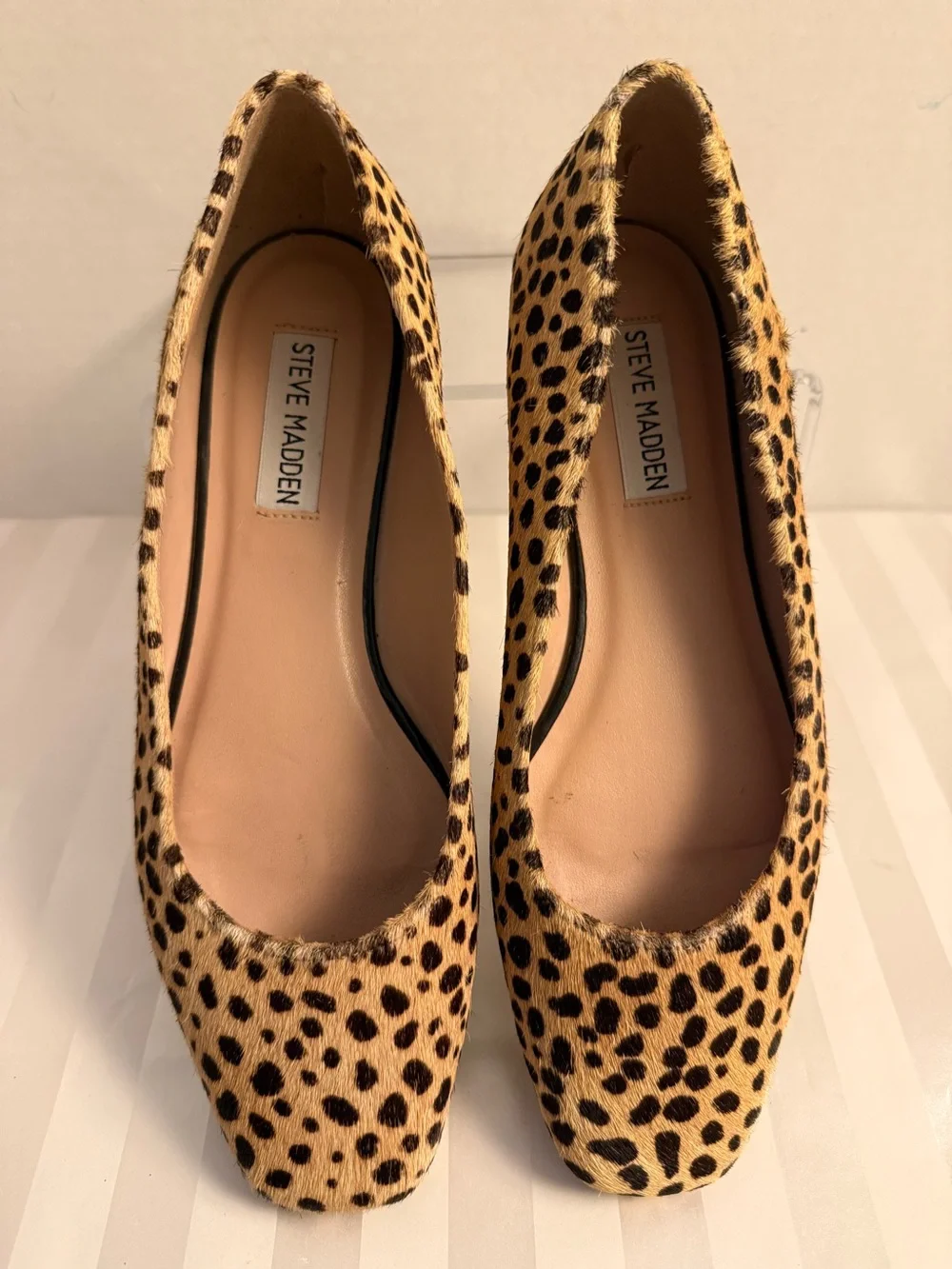 Steve Madden Byrd Leopard Calf Hair Square Toe Flats Size 5.5